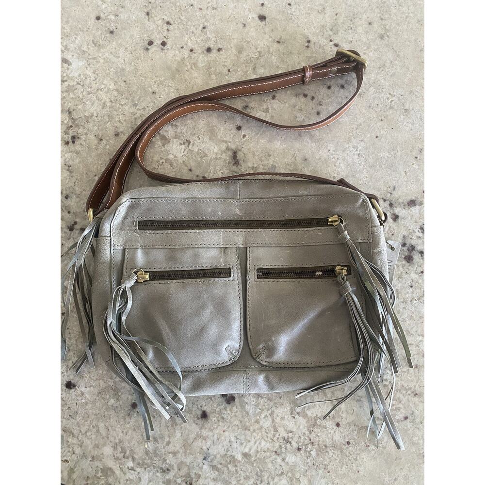 Nino Bossi Light Brown/green Leather Crossbody Shoulder Bag Purse